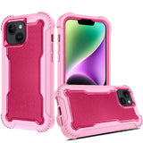 HR Premium Sturdy Think 3-in-1 Tough Hybrid Case For iPhone 13 / 14 - Hot Pink