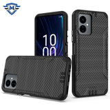Metkase Strong Tough Metallic Design Hybrid Case In Slide-Out Package For Boost Celero SC 5G 2024 - Carbon Fiber