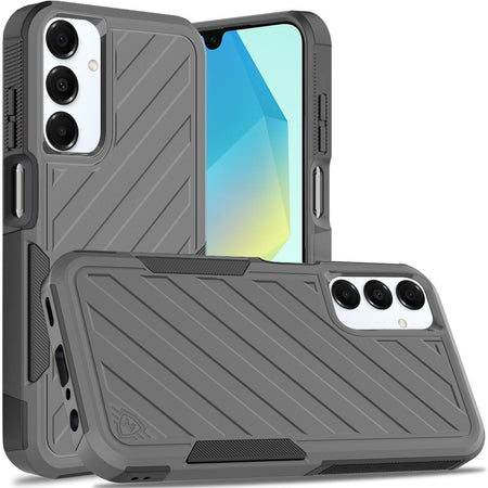 Premium Noble Lined Shockproof Dual Layer Hybrid Case For Samsung A16 5G - Grey/Black
