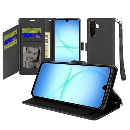 Premium Wallet Id Card Holder Case For Samsung A17 5G - Black