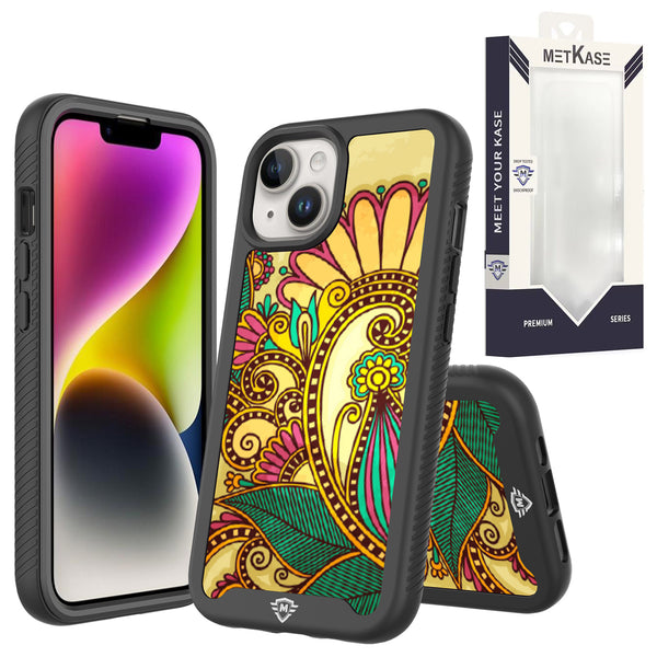 Metkase Premium Exotic Design Hybrid Case In Slide-Out Package For iPhone 15 Pro Max - Antique Flower