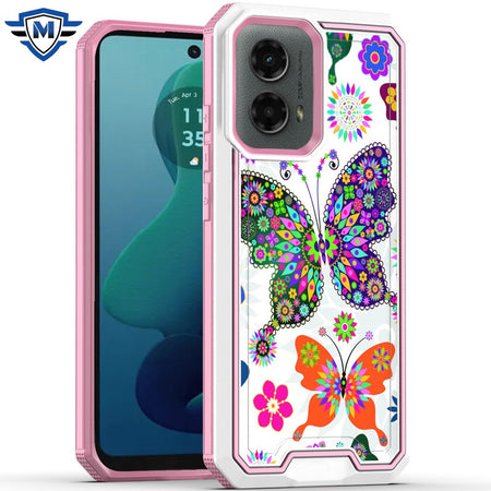 Metkase Premium Rank Design Fused Hybrid Case In Slide-Out Package For Motorola Moto G 5G 2024 - Colorful Butterflies
