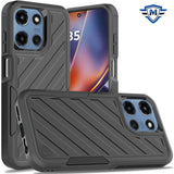Metkase Noble Lined Shockproof Dual Layer Hybrid Case For Motorola Moto G 5G 2025 - Black/Black