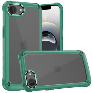 Premium Ultimate Casex Transparent Hybrid Case With Metal Buttons And Camera Edges For iPhone 16E / SE4 (2025) - Red