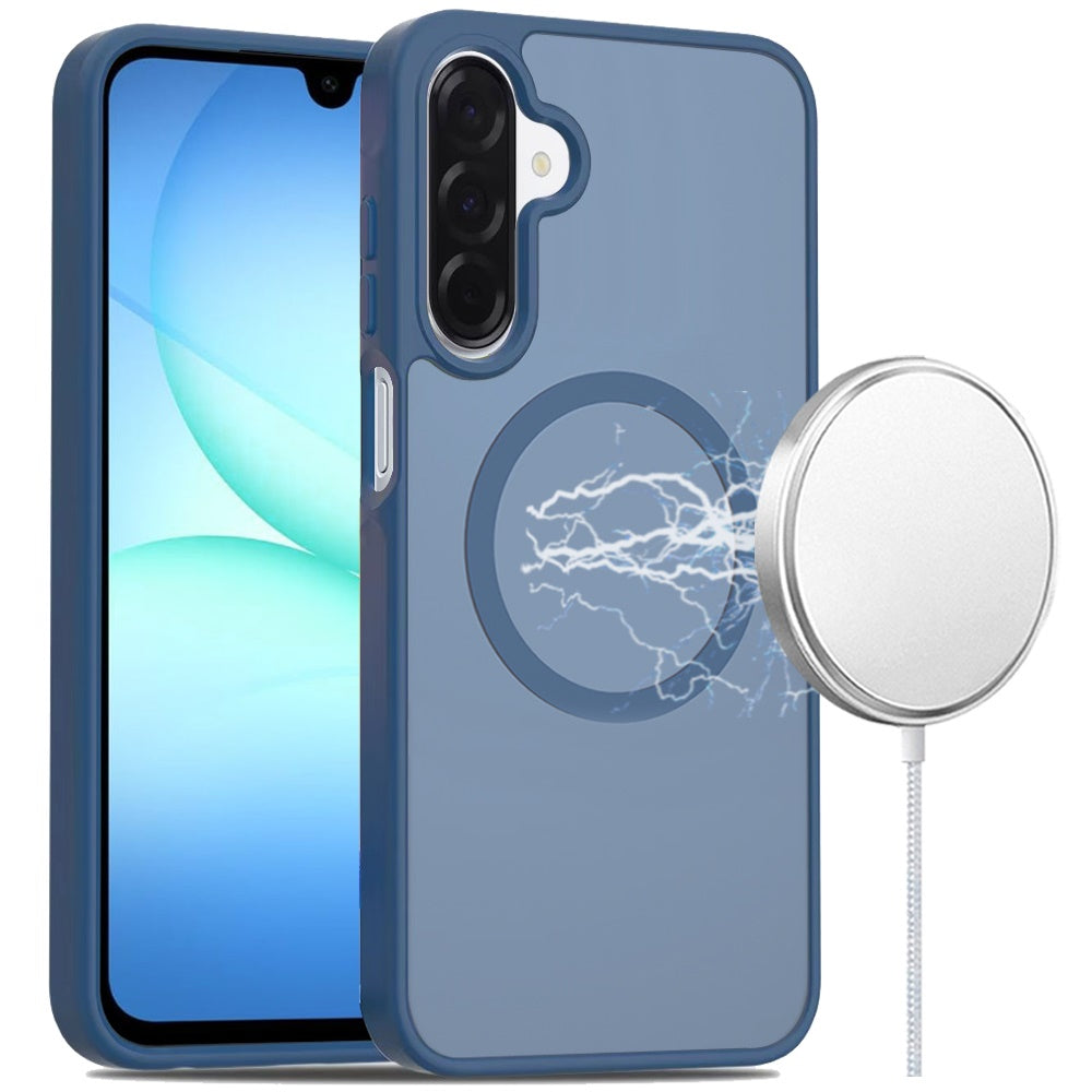 Premium [Magnetic Circle] Smooth SaFE Matte Feel Hybrid Case For Samsung A17 5G - Navy Blue
