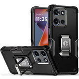 Premium Optimum Magnetic Ring Stand Hybrid Case For Moto G 5G 2025 - Black