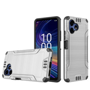 HR Premium Premium Brushed Metalled Hybrid Case For Celero 5G Velocity - Silver