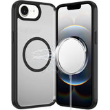 Premium Magnetic Ring HQ Transparent Thick 2.0mm Hybrid Case For iPhone 16E (E Edition) / SE4 (2025) - Black