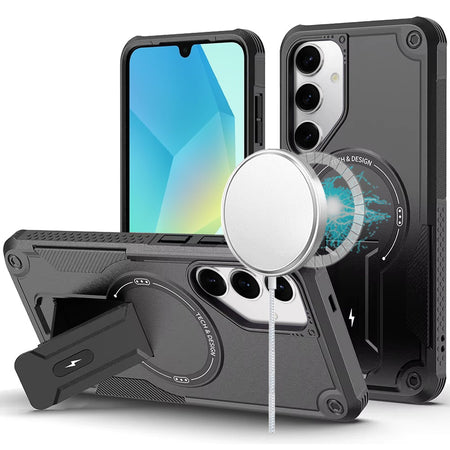 Premium Sturdy Bracket Kickstand Magnetic Hybrid Case For Samsung A16 5G - Black