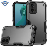 Metkase Exquisite Tough Shockproof Hybrid Case In Slide-Out Package For Motorola Moto G 5G 2024 - Grey/Black