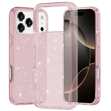 Premium Glitter Ultra Thick 3mm Transparent Hybrid Case Cover For iPhone 17 Pro - Pink