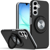 HR Premium Metal Cd Pattern Matte Finished Hybrid Case With Rotational Ring [Car Mount Friendly] For Samsung A17 5G - Black