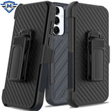 Metkase Noble Lined Shockproof Dual Layer Hybrid Case With Holster For Samsung Galaxy A36 - Blue/Black
