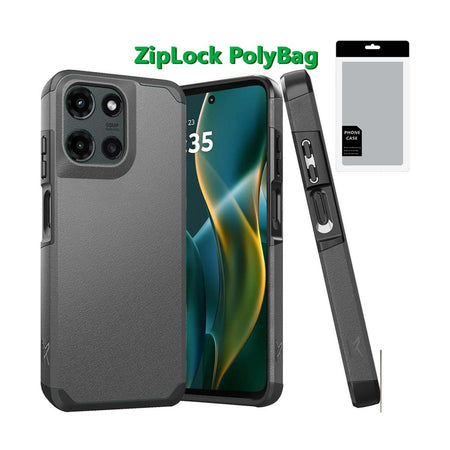 Metkase (Original Series) Tough Strong Shockproof Hybrid Case In Slide-Out Package For Moto G Stylus 5G 2025 - Charcoal Grey