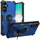 HR Premium Cd Texture Design Magnetic Car Mount Friendly Hq Hybrid Case For Samsung Galaxy A27 - Blue