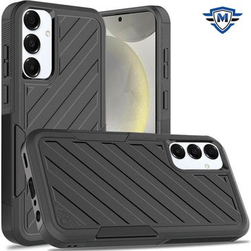 Metkase Noble Lined Shockproof Dual Layer Hybrid Case For Samsung S25/S24 - Black/Black
