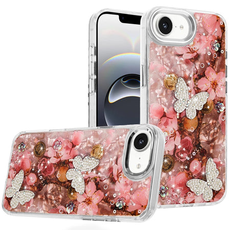 Premium Epoxy Glitter Butterfly Ornaments Design Case For iPhone 16E / SE4 (2025) - 4