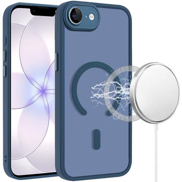 HR Premium Matte Frosted Magnetic Hybrid Case With Covered Camera Protection For Iphone 17E / 16E / Se4 - Dark Blue