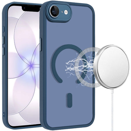 HR Premium Matte Frosted Magnetic Hybrid Case With Covered Camera Protection For Iphone 17E / 16E / Se4 - Dark Blue
