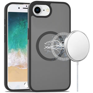 Premium [Magnetic Circle] Smooth Safe Matte Feel Hybrid Case For iPhone 16E / SE4 - Black