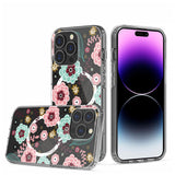 HR Premium Beautiful Floral Shockproof Transparent Hybrid Case Design For iPhone 13 / 14 - B