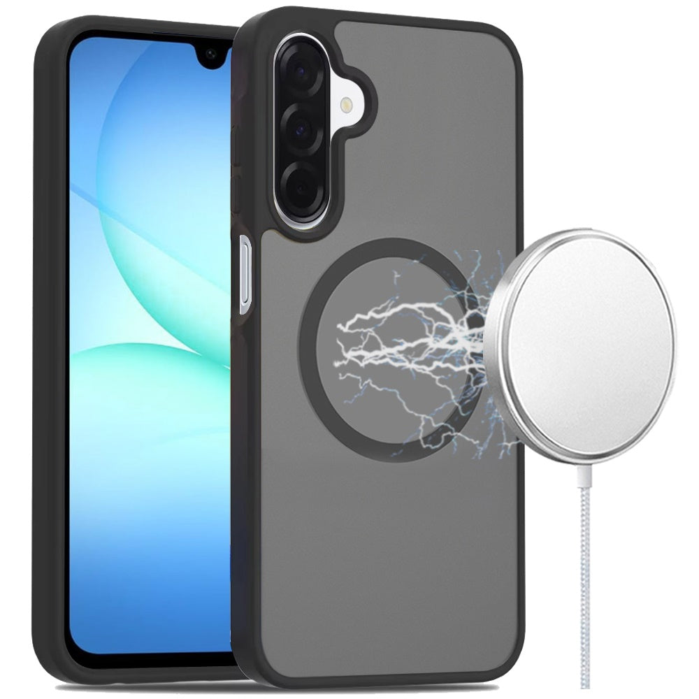 Premium [Magnetic Circle] Smooth SaFE Matte Feel Hybrid Case For Samsung A17 5G - Black