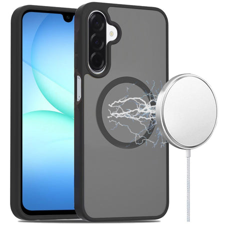 Premium [Magnetic Circle] Smooth SaFE Matte Feel Hybrid Case For Samsung A17 5G - Black