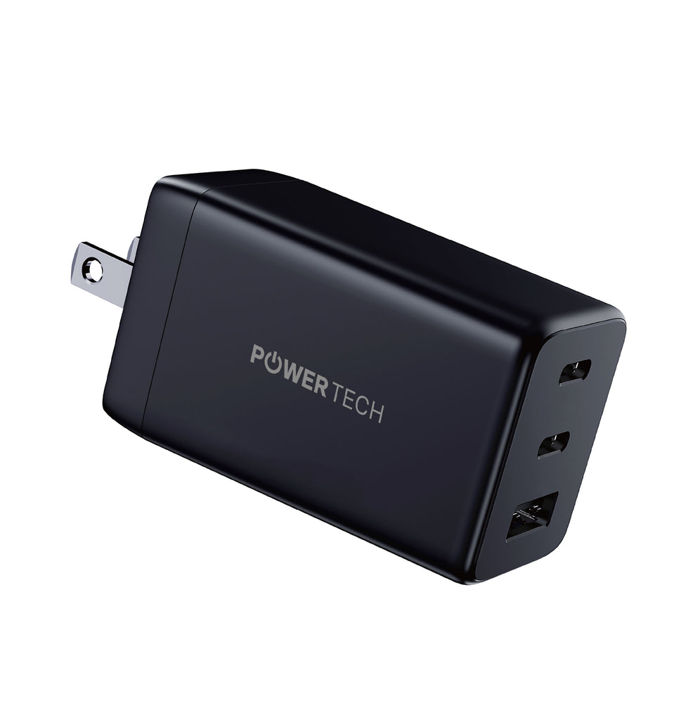Powertech 65W PD 3-Port GaN Wall Charger - Black