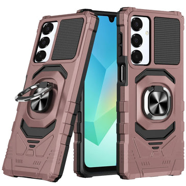Premium Robotic Hybrid With Magnetic Ring Stand Case For Samsung A16 5G - Rose Gold
