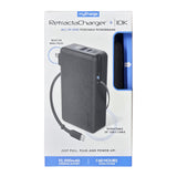 myCharge 10K Mah Retractacharger Power Bank W/ Built-In Usb-C Cable & Wall Plug - Black