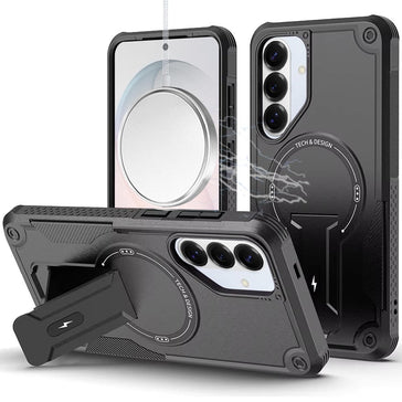 HR Premium Sturdy Bracket Kickstand Magnetic Hybrid Case For Samsung Galaxy S26 Fe - Black
