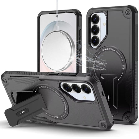HR Premium Sturdy Bracket Kickstand Magnetic Hybrid Case For Samsung Galaxy S26 Fe - Black