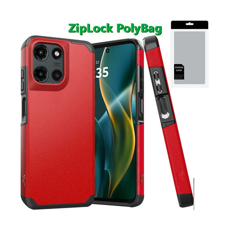 Metkase (Original Series) Tough Strong Shockproof Hybrid Case In Slide-Out Package For Moto G Stylus 5G 2025 - Red