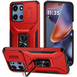 Premium Complete Magnetic Metal Ring Stand Camera Protection Hybrid Case For Motorola Moto G 5G 2025 - Red