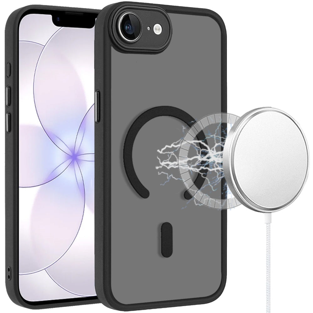 HR Premium Matte Frosted Magnetic Hybrid Case With Covered Camera Protection For Iphone 17E / 16E / Se4 - Black