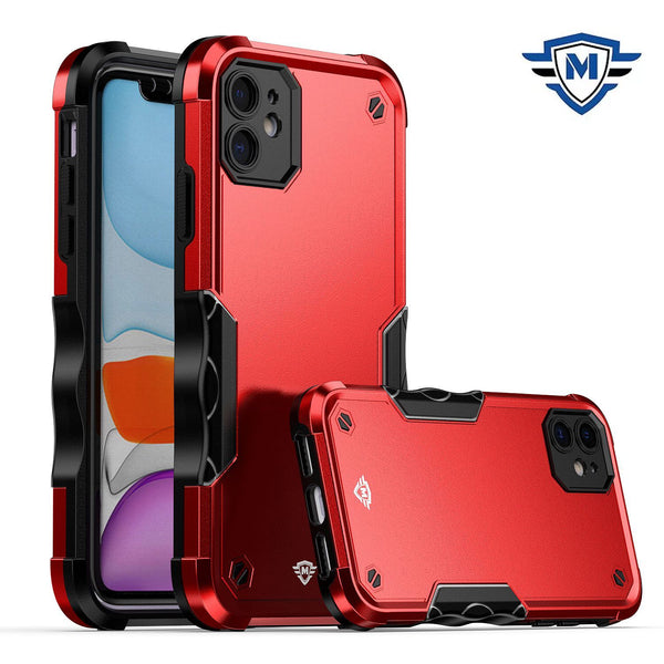Metkase Exquisite Tough Shockproof Hybrid Case In Slide-Out Package For iPhone 15 Plus - Red/Black