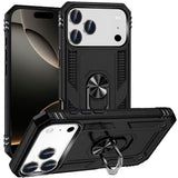 Premium Ring Magnetic Kickstand Hybrid Case Cover For iPhone 17 Pro Max - Black