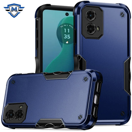 Metkase Exquisite Tough Shockproof Hybrid Case In Slide-Out Package For Motorola Moto G 5G 2024 - Dark Blue/Black