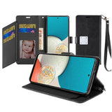 Premium Wallet Id Card Holder Case Cover For iPhone 15 - Black