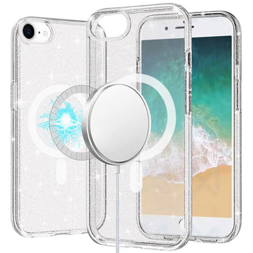 Premium Glitter Ultra [Magnetic Circle] Thick 3mm Transparent Hybrid Case For iPhone 16E / SE4 - Clear