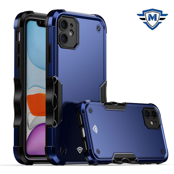 Metkase Exquisite Tough Shockproof Hybrid Case In Slide-Out Package For iPhone 15 Plus - Dark Blue/Black