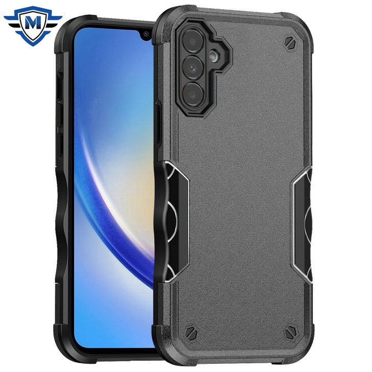 Metkase Exquisite Tough Shockproof Hybrid Case Cover In Premium Slide-Out Package For Samsung A35 5G - Grey