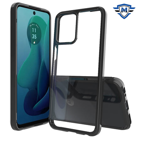 Metkase Clear Transparent Hybrid Case Cover In Slide-Out Package For Motorola Moto G 5G 2024 - Clear Pc + Black Tpu