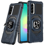 HR Premium Robotic Hybrid With Magnetic Ring Stand Case Cover For Samsung Galaxy A27 - Dark Blue
