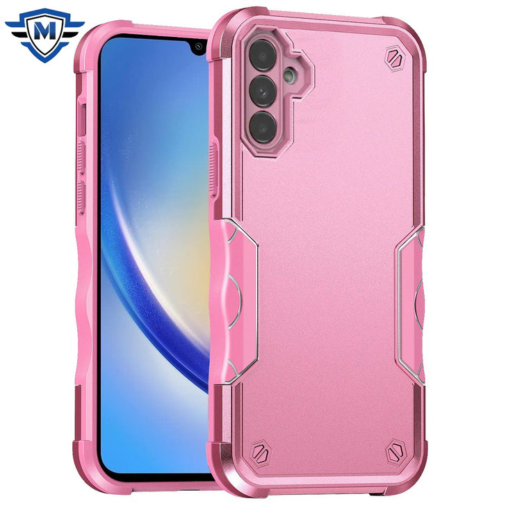 Metkase Exquisite Tough Shockproof Hybrid Case Cover In Premium Slide-Out Package For Samsung A35 5G - Pink