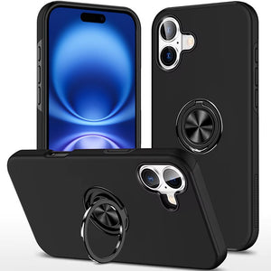 Premium Chief Oil Painted Magnetic Ring Stand Hybrid Case for iPhone 17 - Black