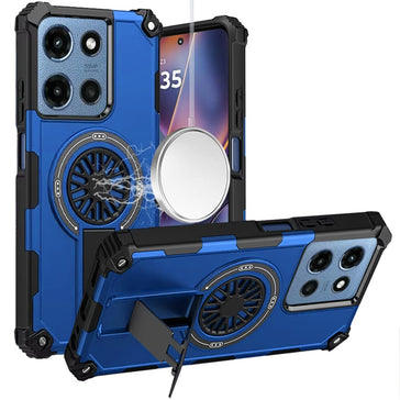 HR Premium Cd Texture Design Magnetic Car Mount Friendly Hq Hybrid Case For Moto G 5G 2025/2026 / G Play 2026 - Blue