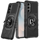 Premium Robotic Hybrid Case Cover With Magnetic Ring Stand For Samsung S25 - Black