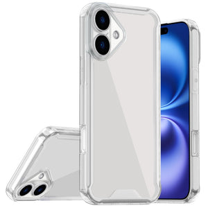 Premium Colored Shockproof Transparent Hard PC TPU Hybrid Case For iPhone 17 - Clear/Clear