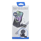 myCharge Powerhub 3-In-1 Folding Wireless Charging Stand - Black